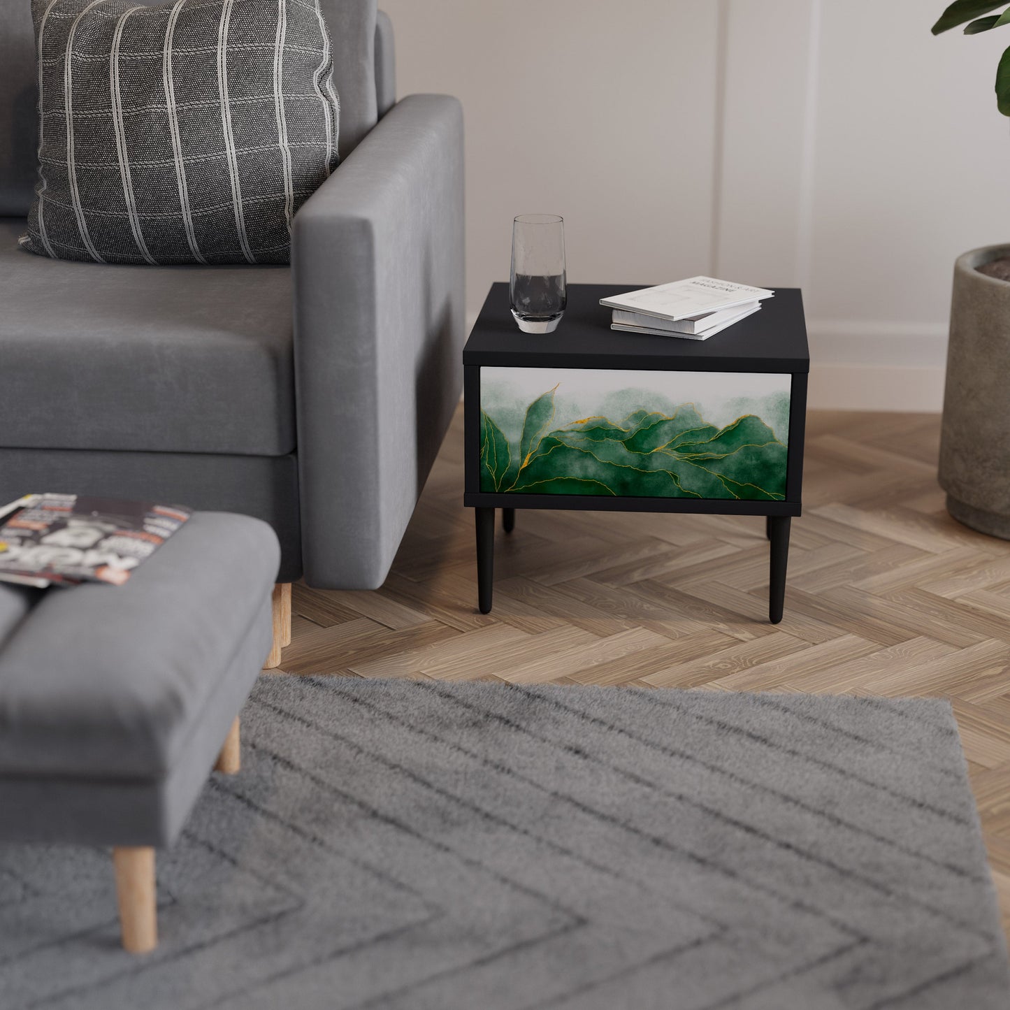 EXPENSIVE NATURE Comodino in Finitura Nera