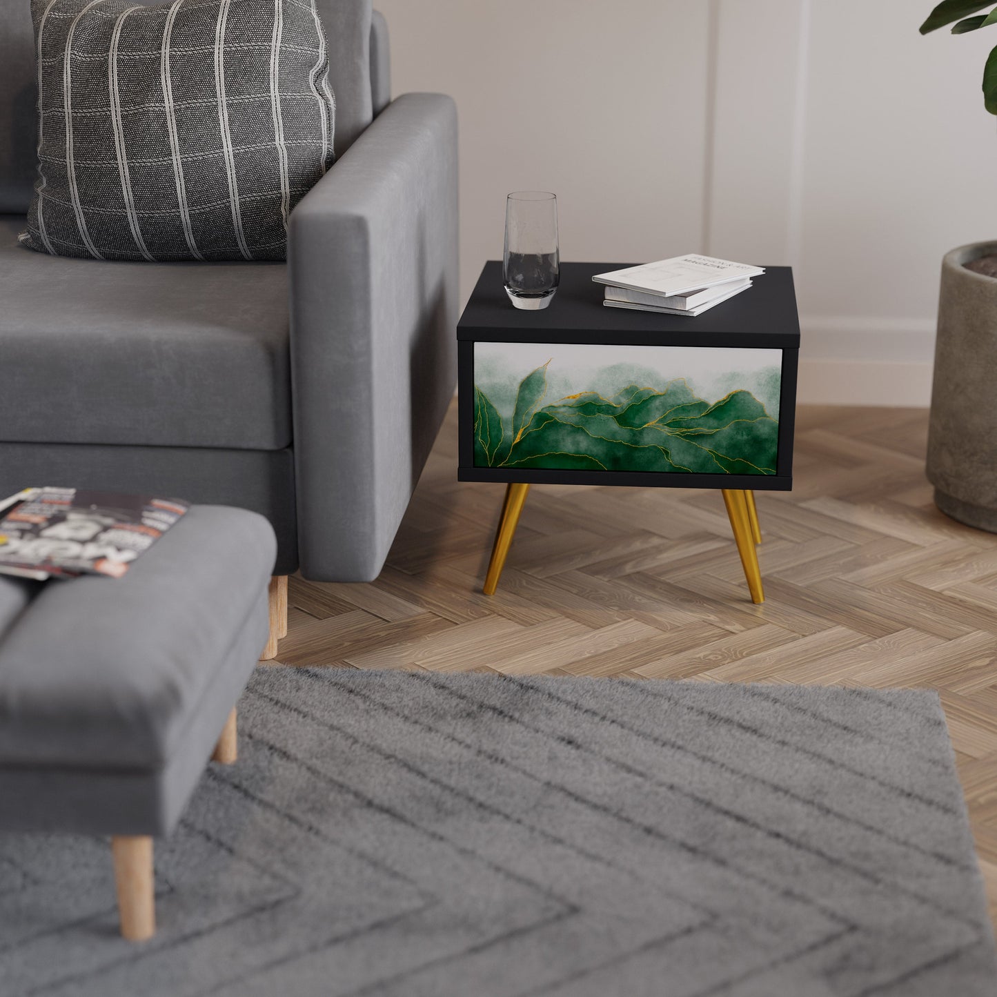 EXPENSIVE NATURE Comodino in Finitura Nera