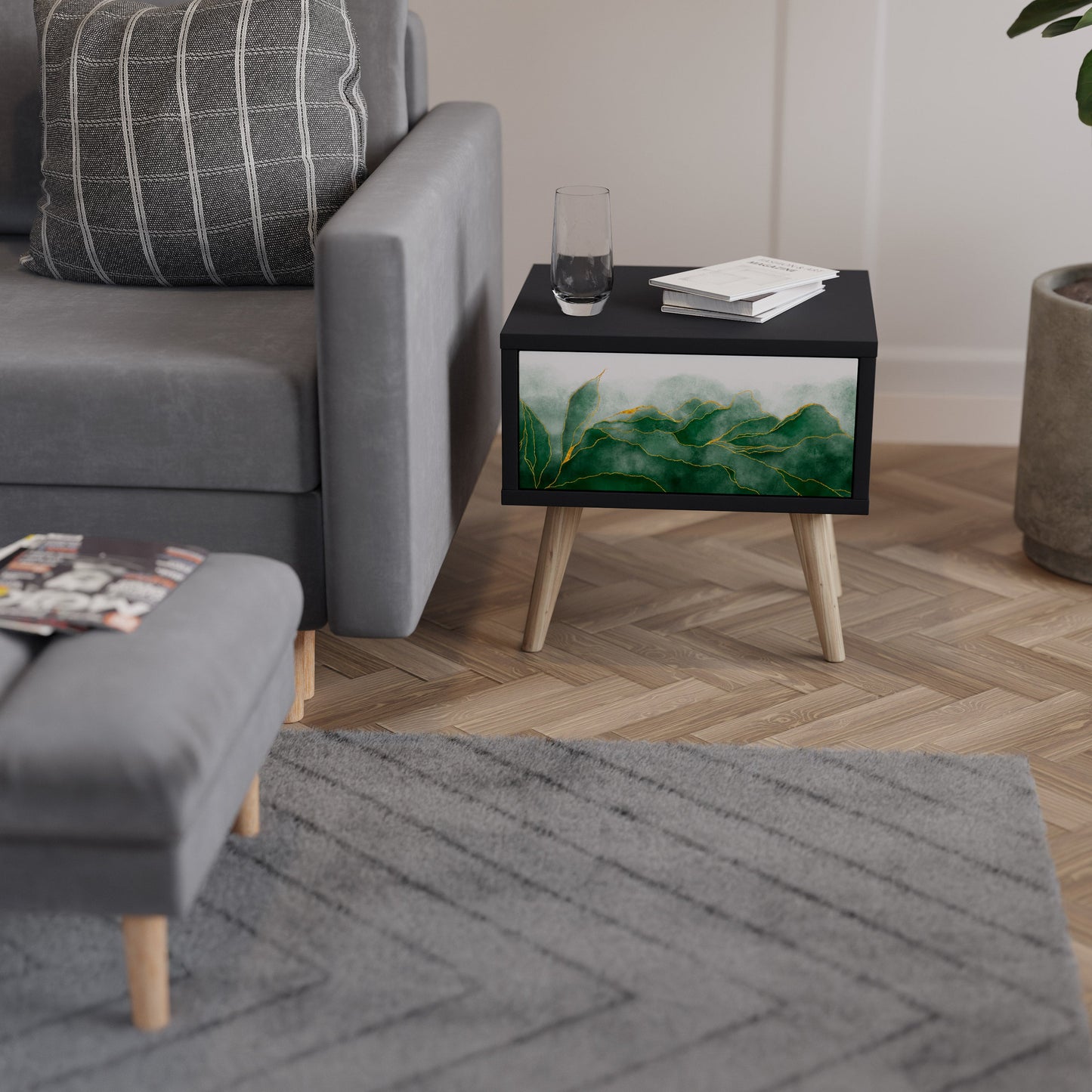 EXPENSIVE NATURE Comodino in Finitura Nera