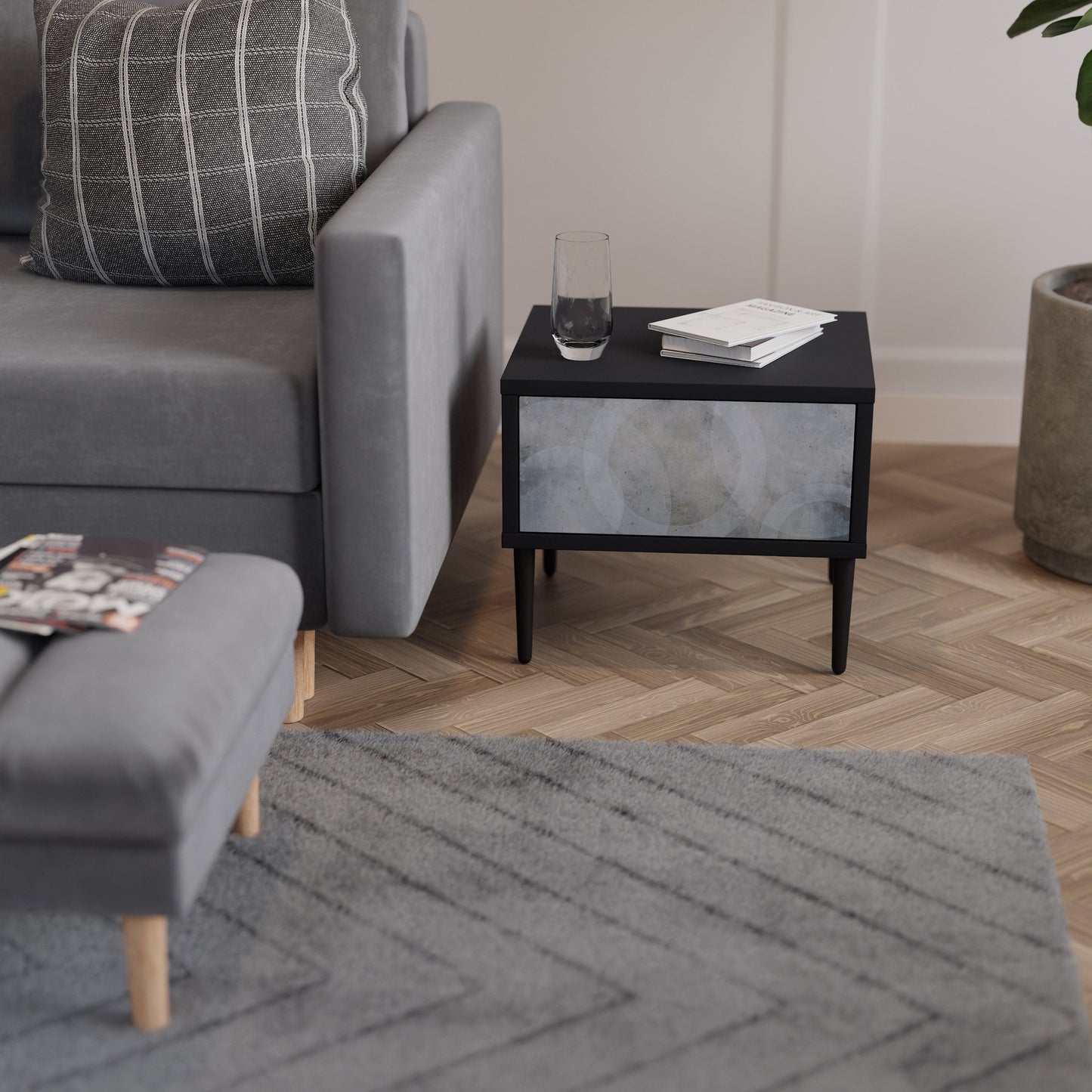 MUTED ARC Comodino in Finitura Nera