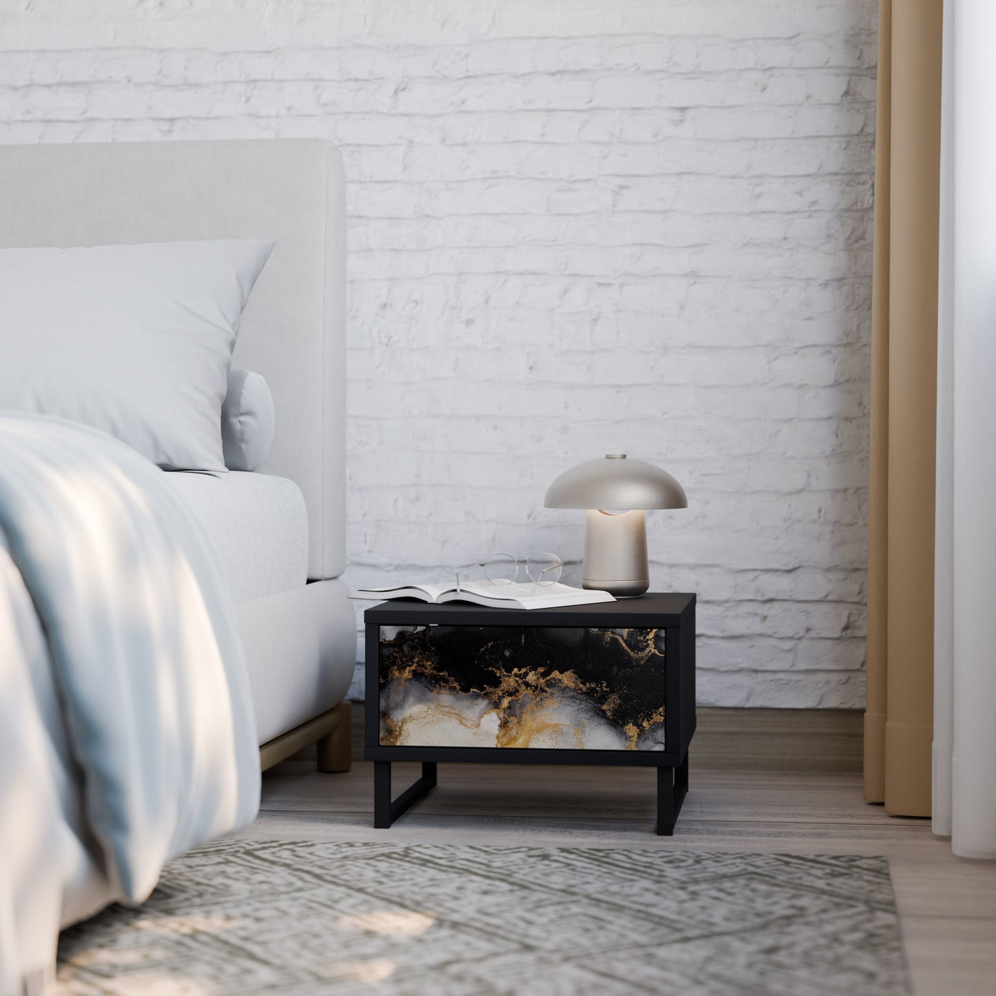 MARBLE OF TOMMORROW Comodino in Finitura Nera