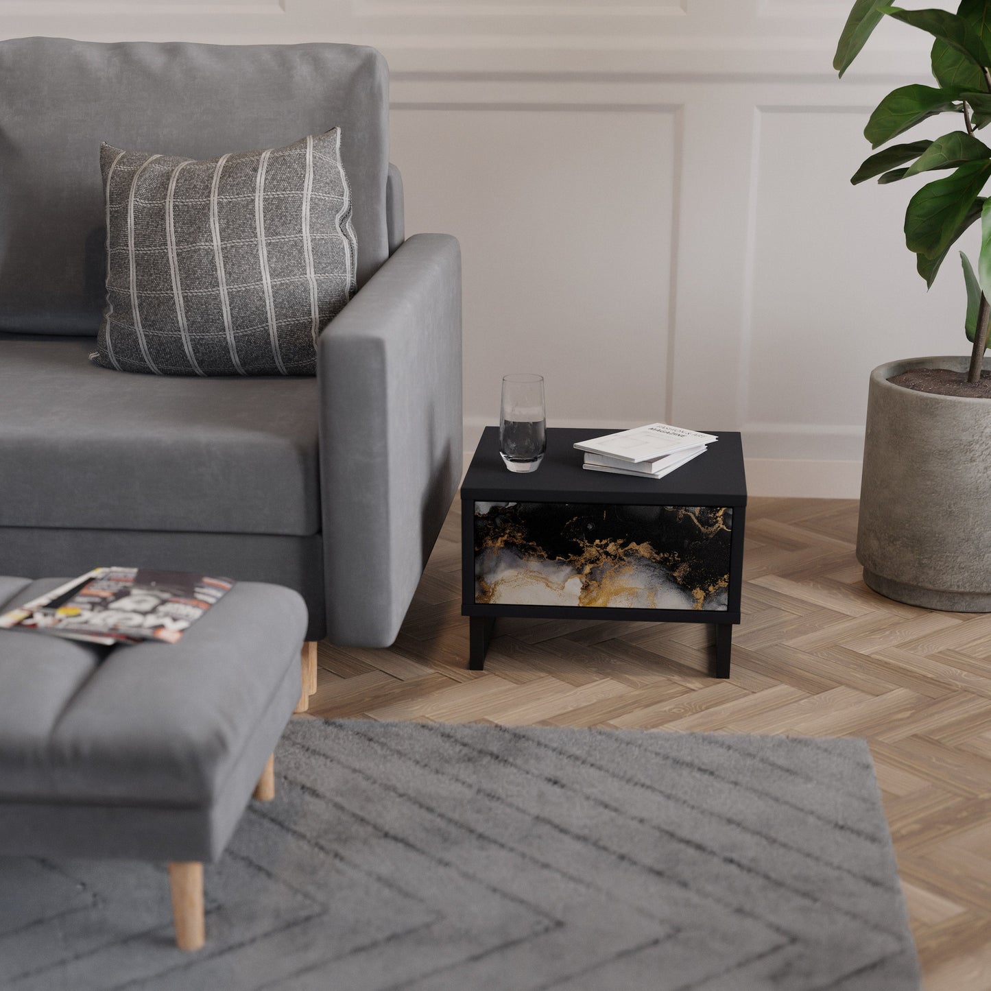 MARBLE OF TOMMORROW Comodino in Finitura Nera