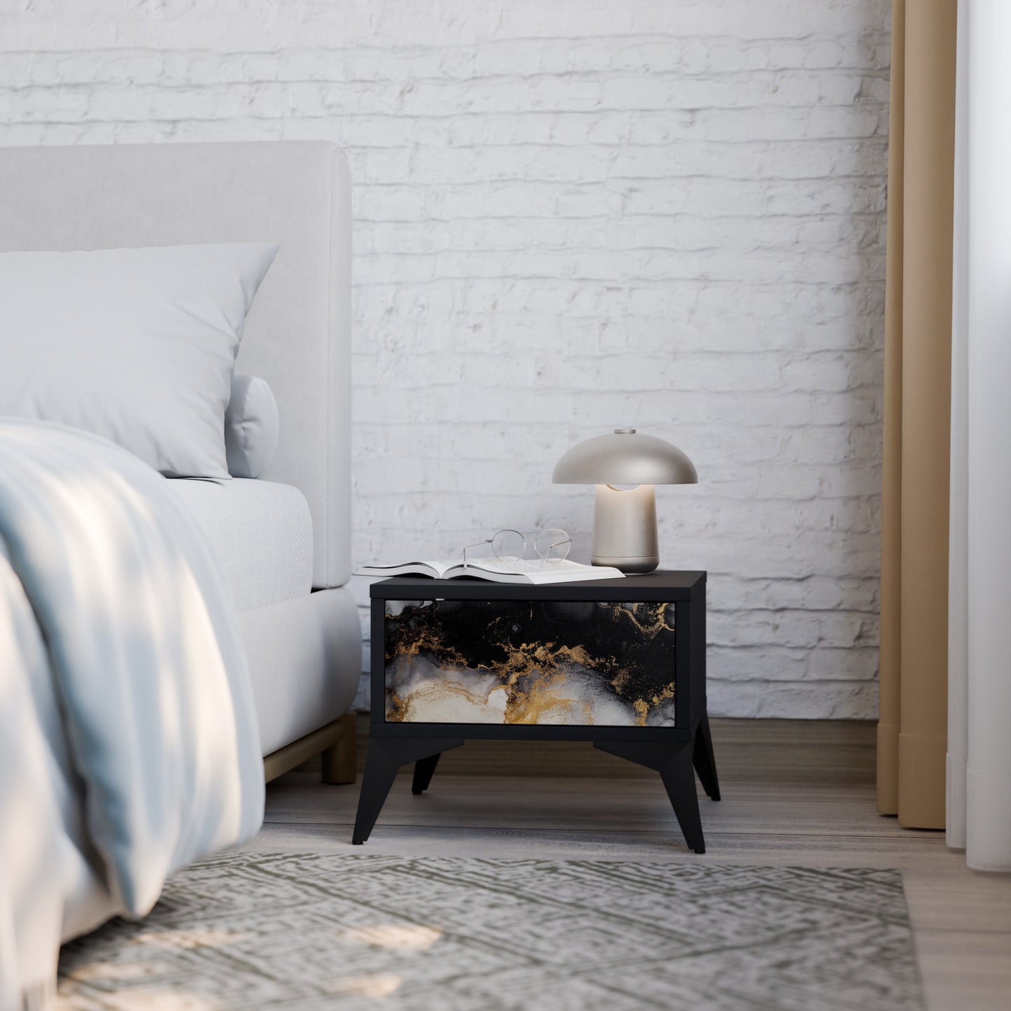 MARBLE OF TOMMORROW Comodino in Finitura Nera