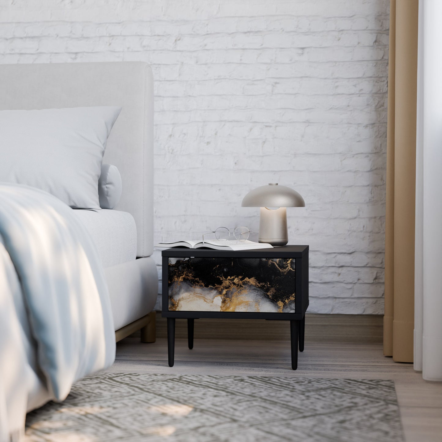 MARBLE OF TOMMORROW Comodino in Finitura Nera