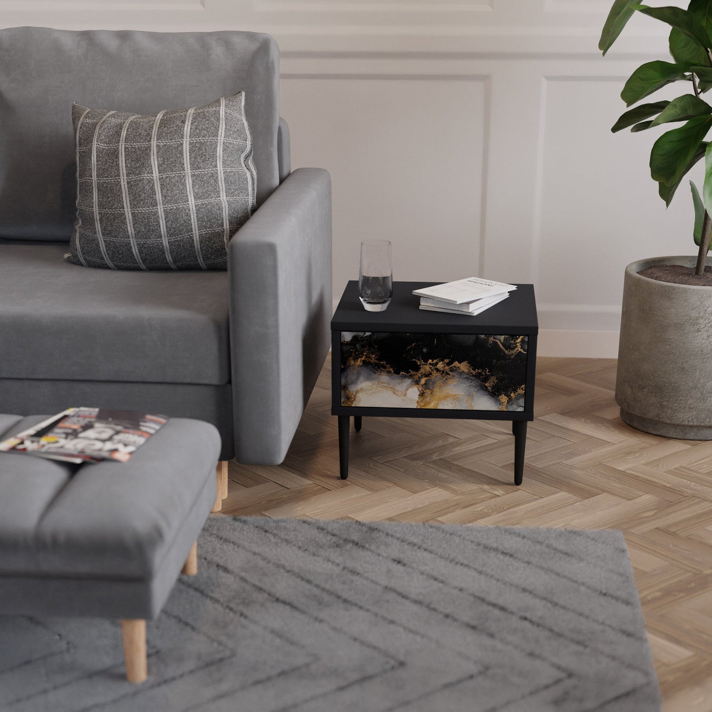 MARBLE OF TOMMORROW Comodino in Finitura Nera