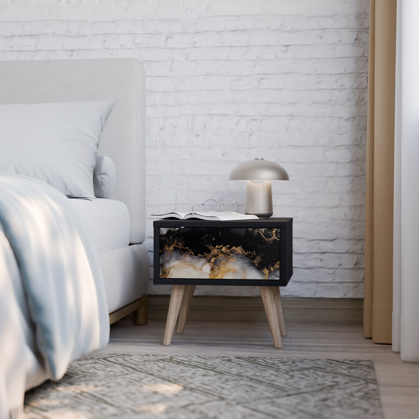 MARBLE OF TOMMORROW Comodino in Finitura Nera