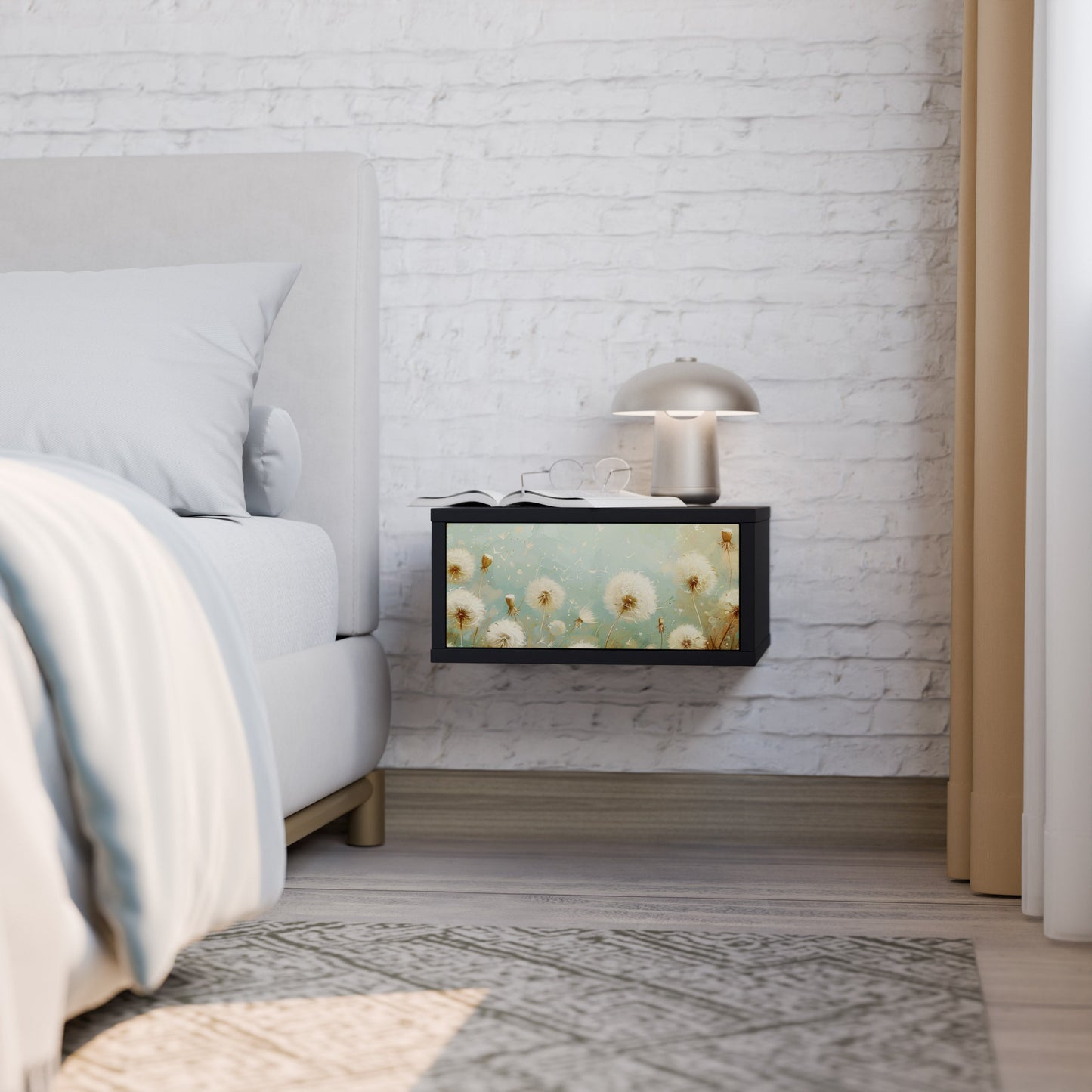 DREAMY MEADOW Comodino in Finitura Nera