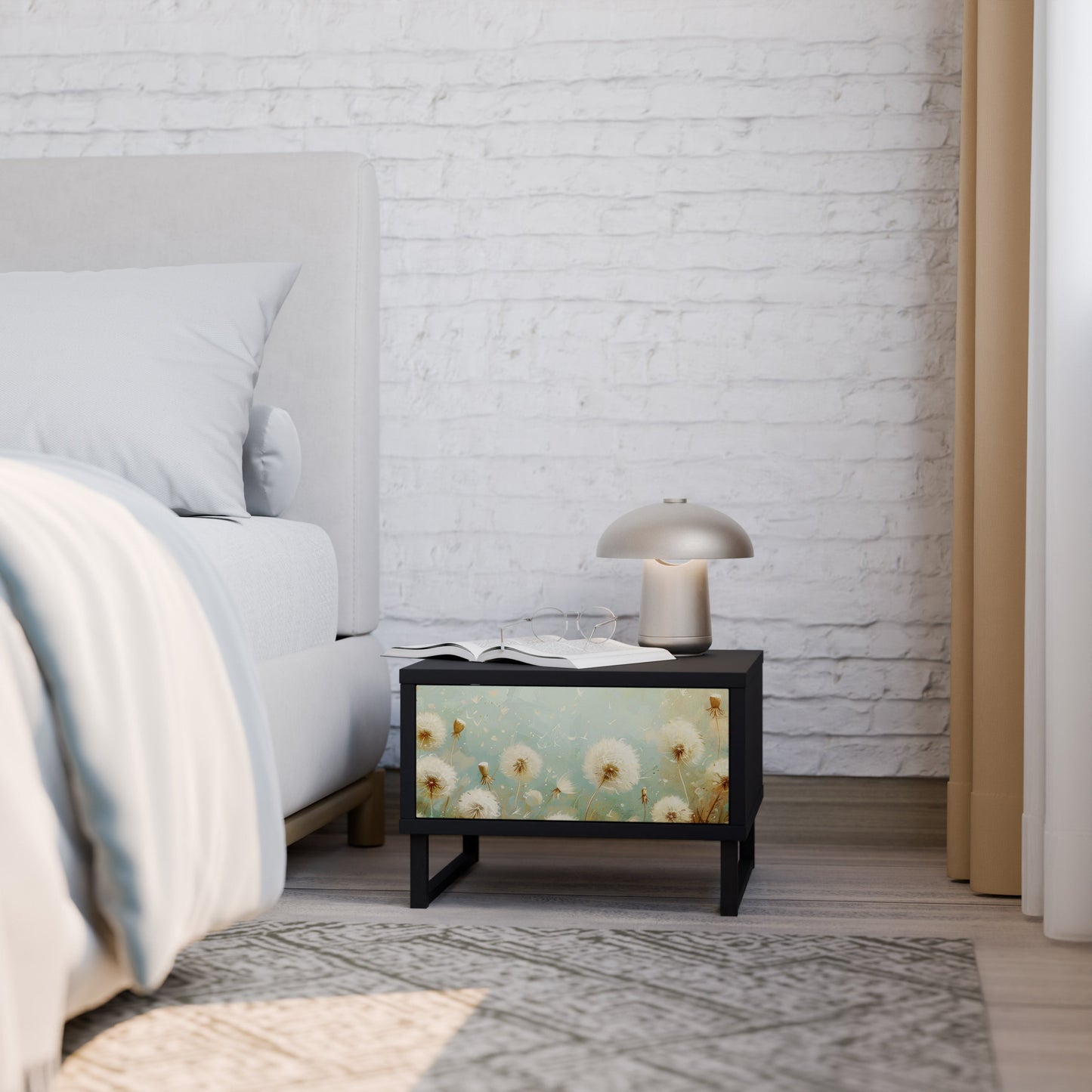 DREAMY MEADOW Comodino in Finitura Nera