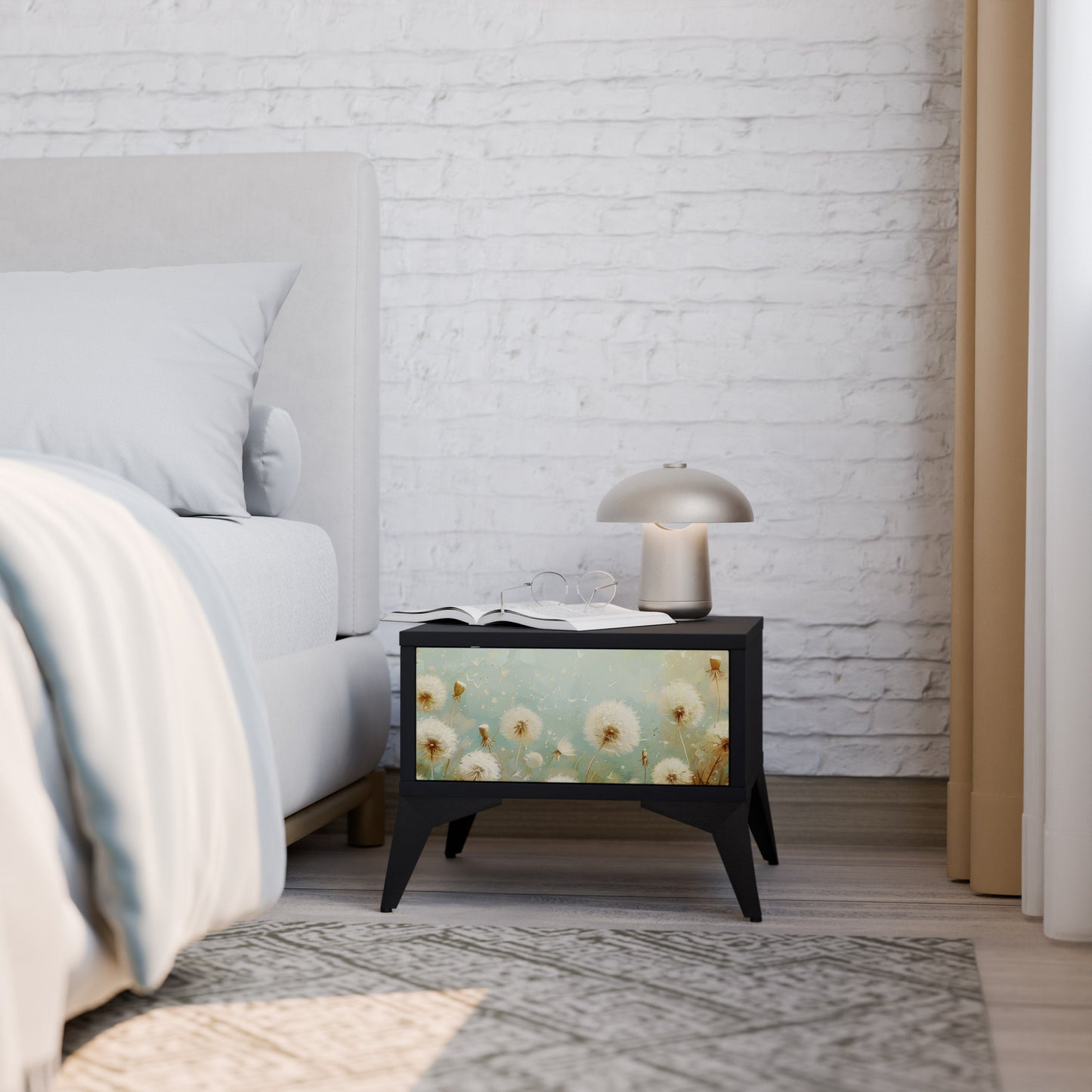 DREAMY MEADOW Comodino in Finitura Nera