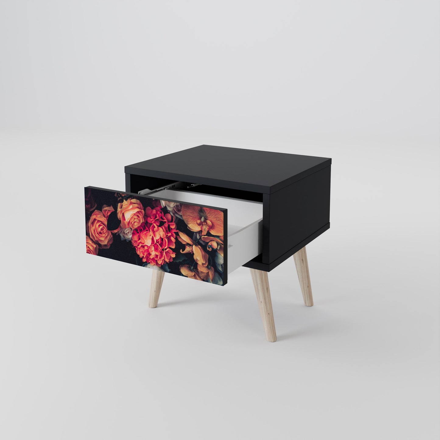 NEVERENDING BLOOM Comodino in Finitura Nera