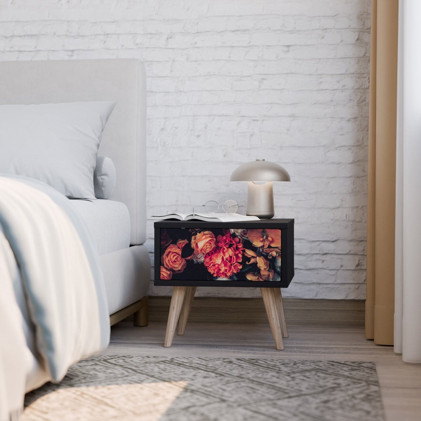 NEVERENDING BLOOM Comodino in Finitura Nera