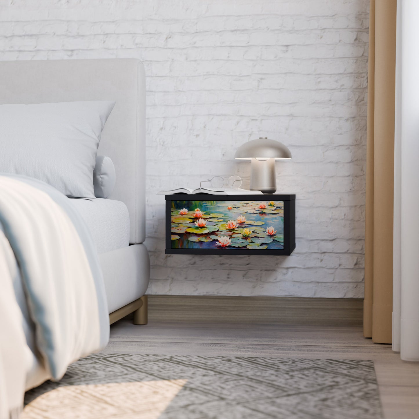 BLOOMING WATERS Comodino in Finitura Nera