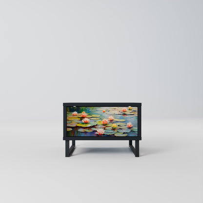 BLOOMING WATERS Comodino in Finitura Nera