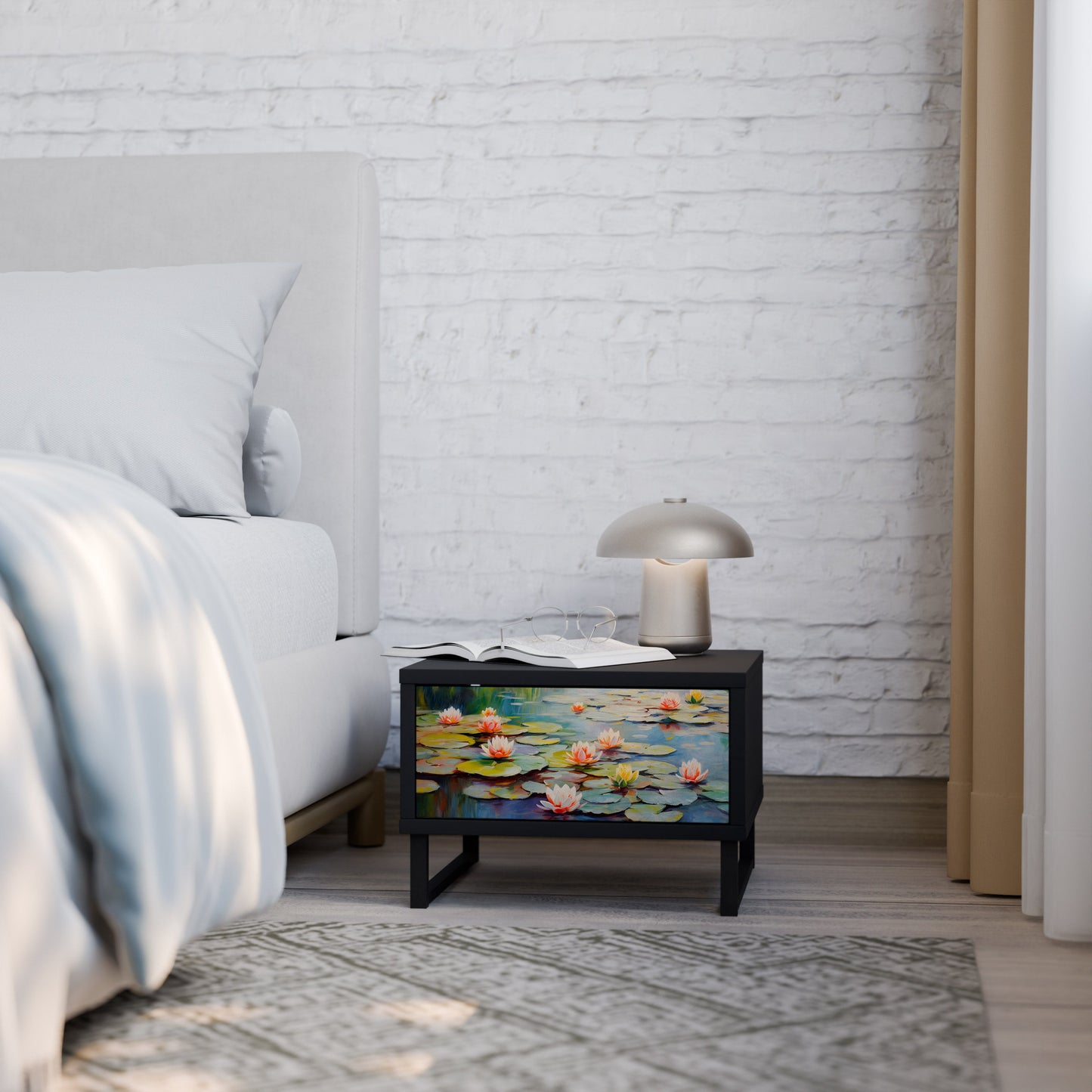 BLOOMING WATERS Comodino in Finitura Nera