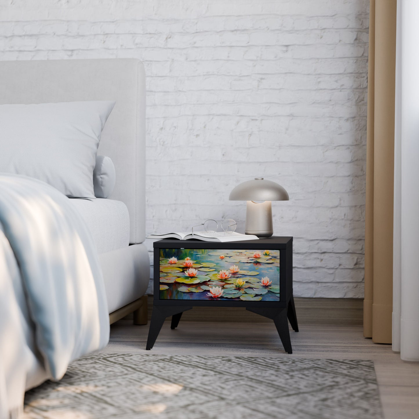 BLOOMING WATERS Comodino in Finitura Nera