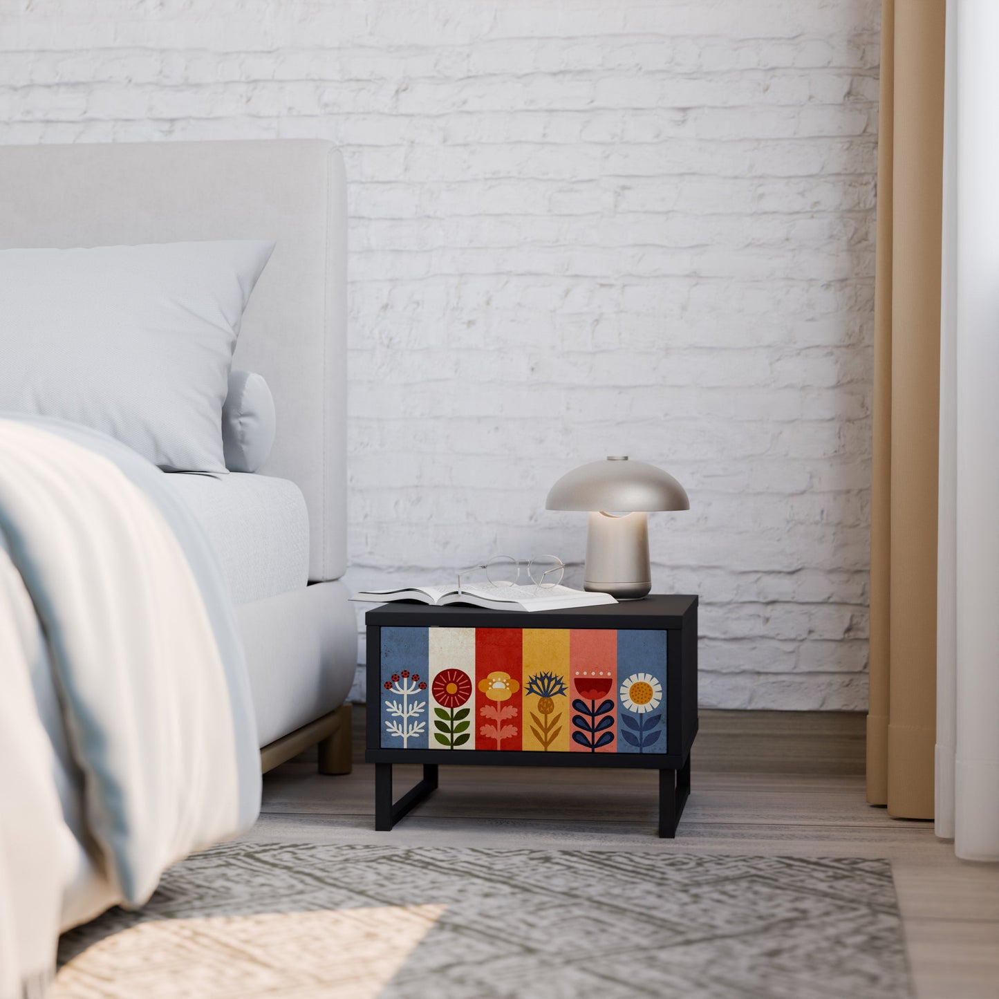 SCANDIC FLOWERET Comodino in Finitura Nera