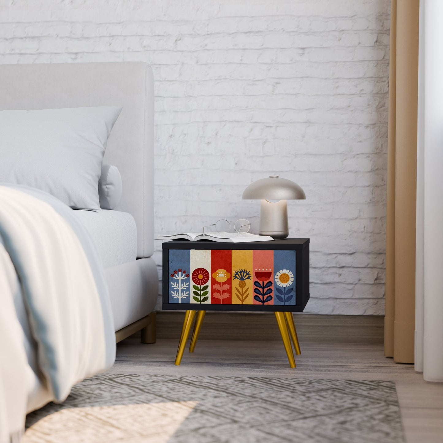 SCANDIC FLOWERET Comodino in Finitura Nera