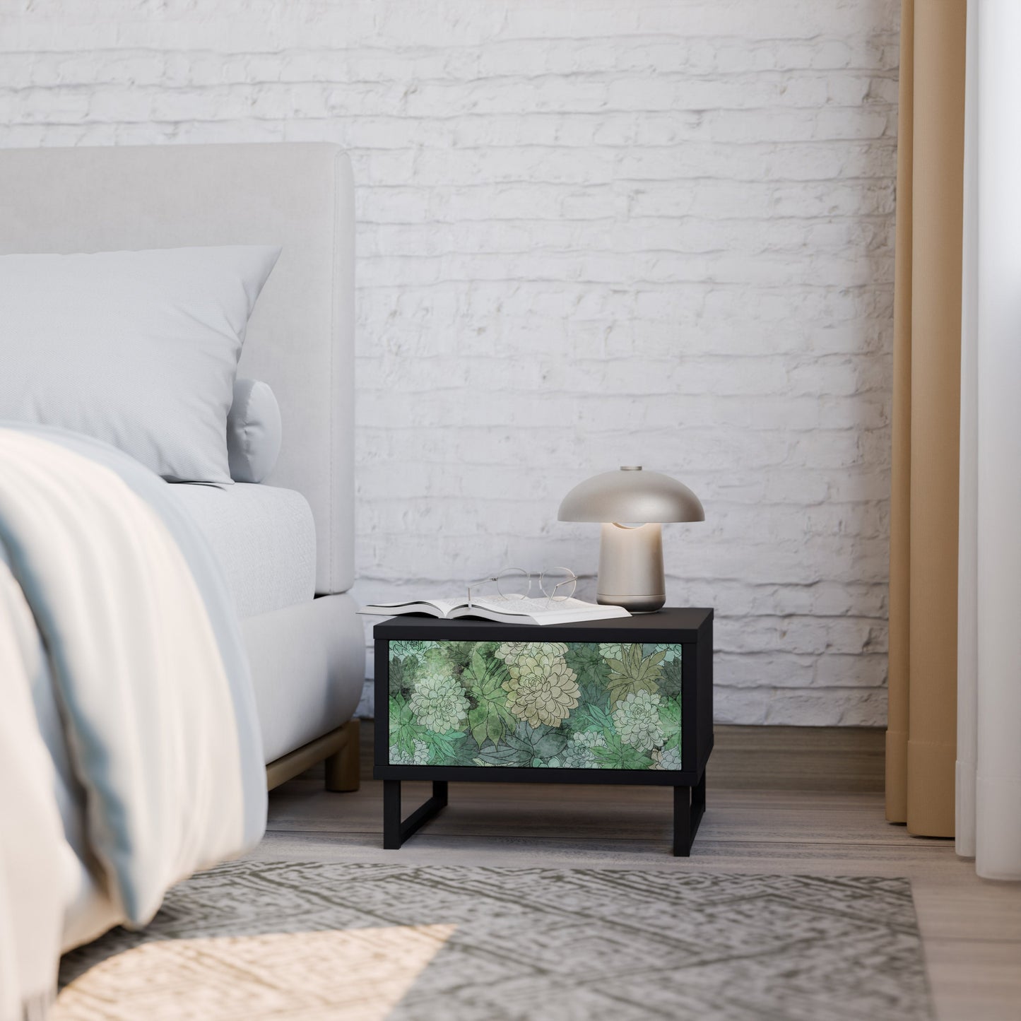 SUCCULENT CLUSTER Comodino in Finitura Nera