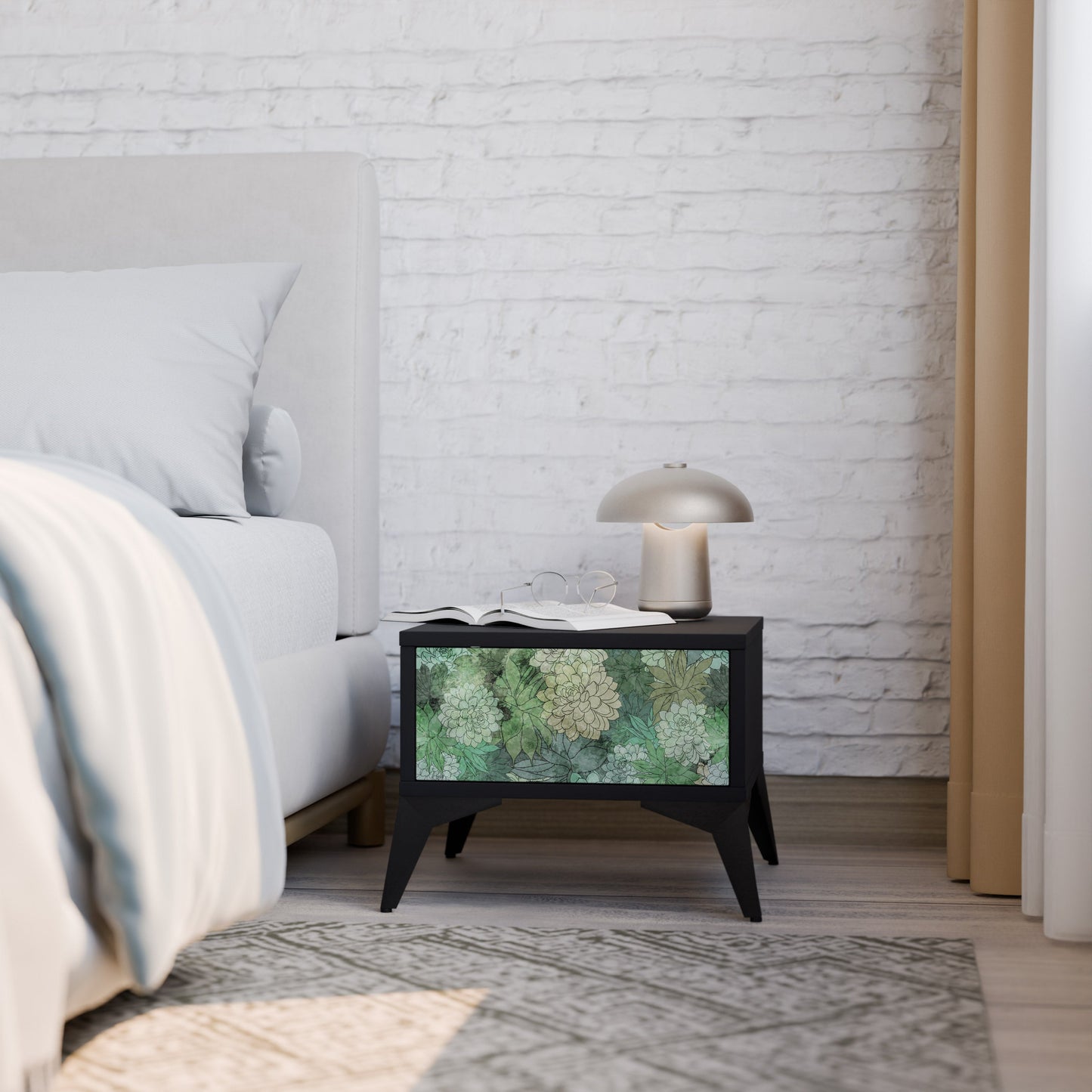 SUCCULENT CLUSTER Comodino in Finitura Nera