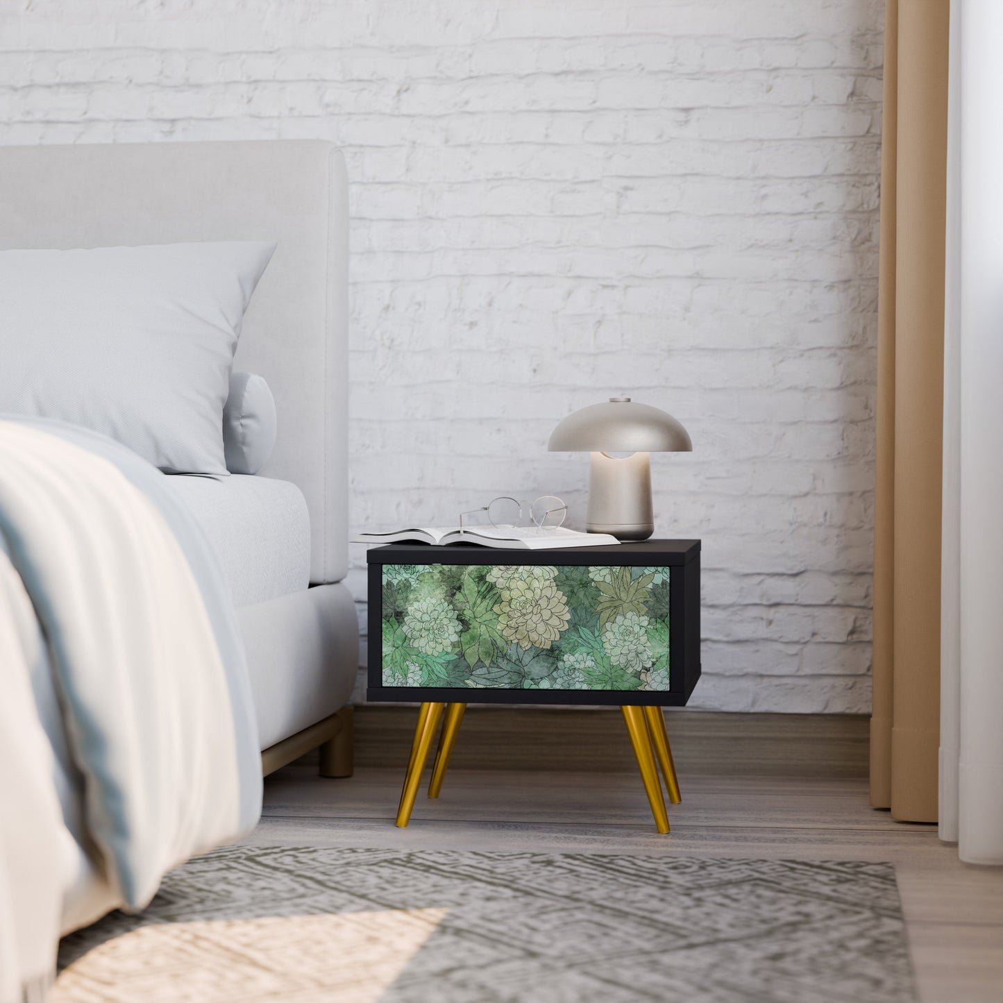 SUCCULENT CLUSTER Comodino in Finitura Nera