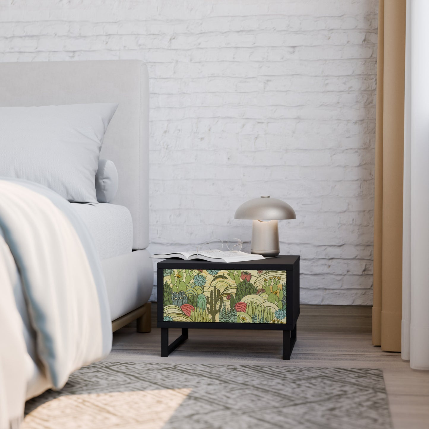 SUCCULENTS KALEIDOSCOPE Comodino in Finitura Nera