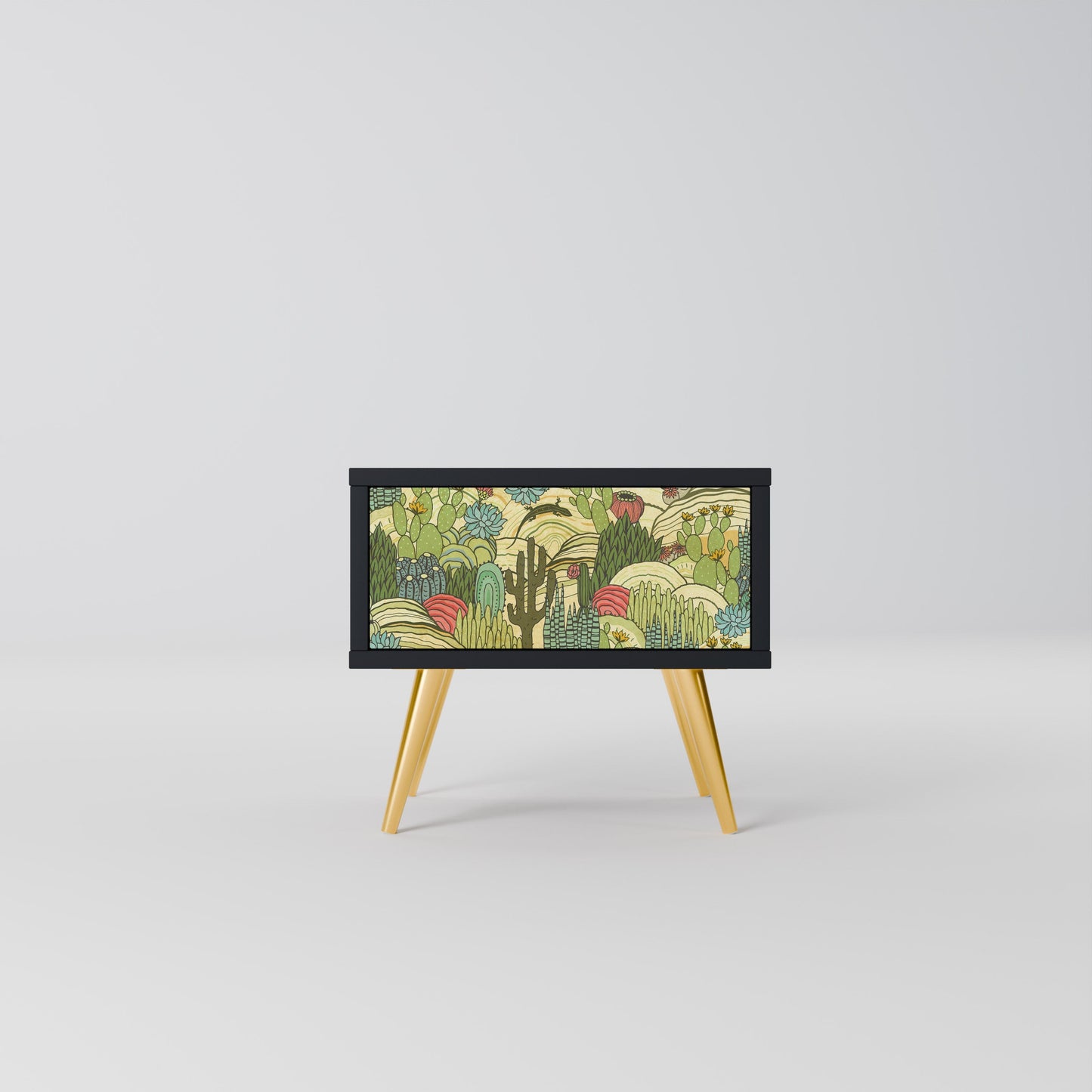 SUCCULENTS KALEIDOSCOPE Comodino in Finitura Nera