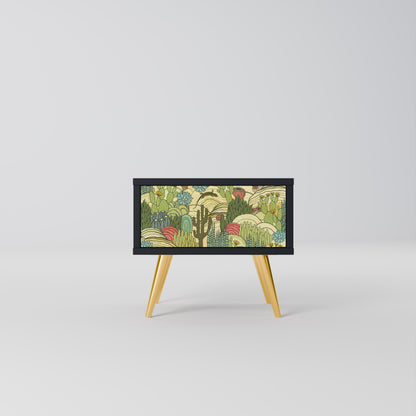 SUCCULENTS KALEIDOSCOPE Comodino in Finitura Nera