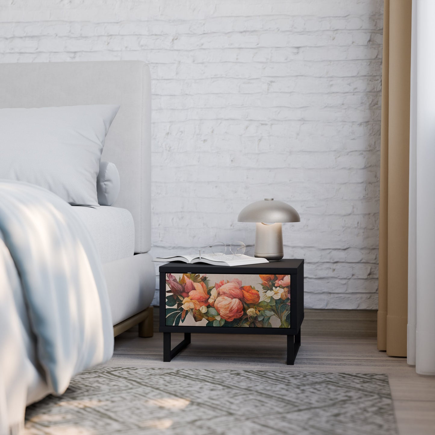 STYLISH BEAUTY Nightstand in Black Finish