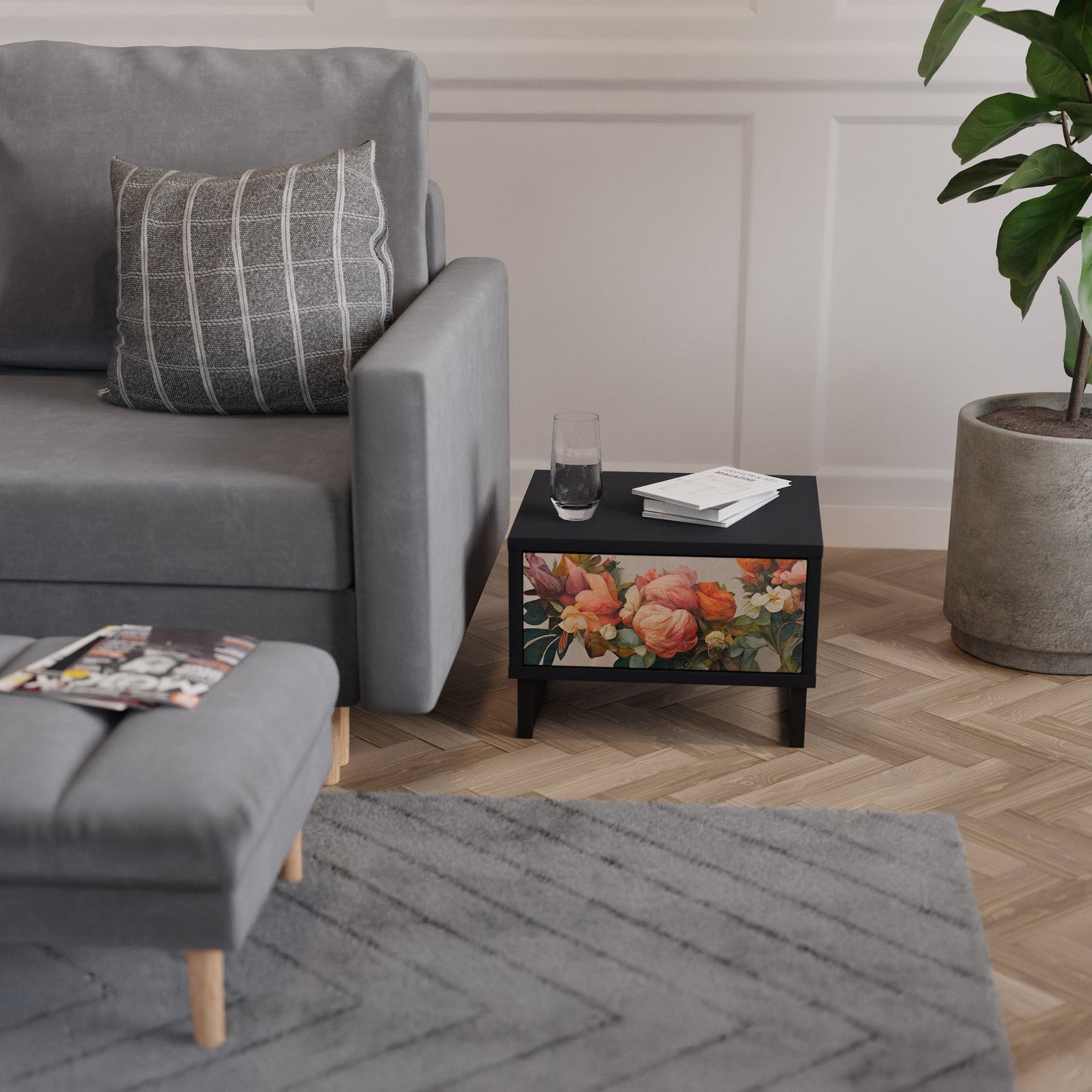 STYLISH BEAUTY Nightstand in Black Finish