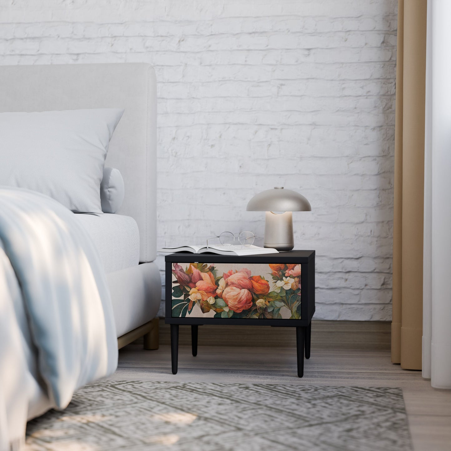 STYLISH BEAUTY Nightstand in Black Finish