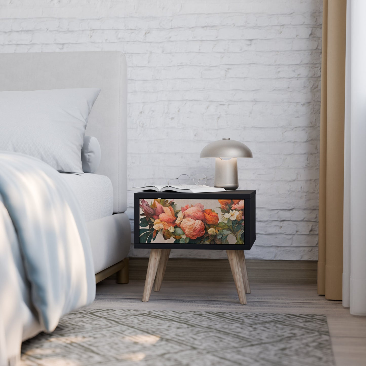 STYLISH BEAUTY Nightstand in Black Finish