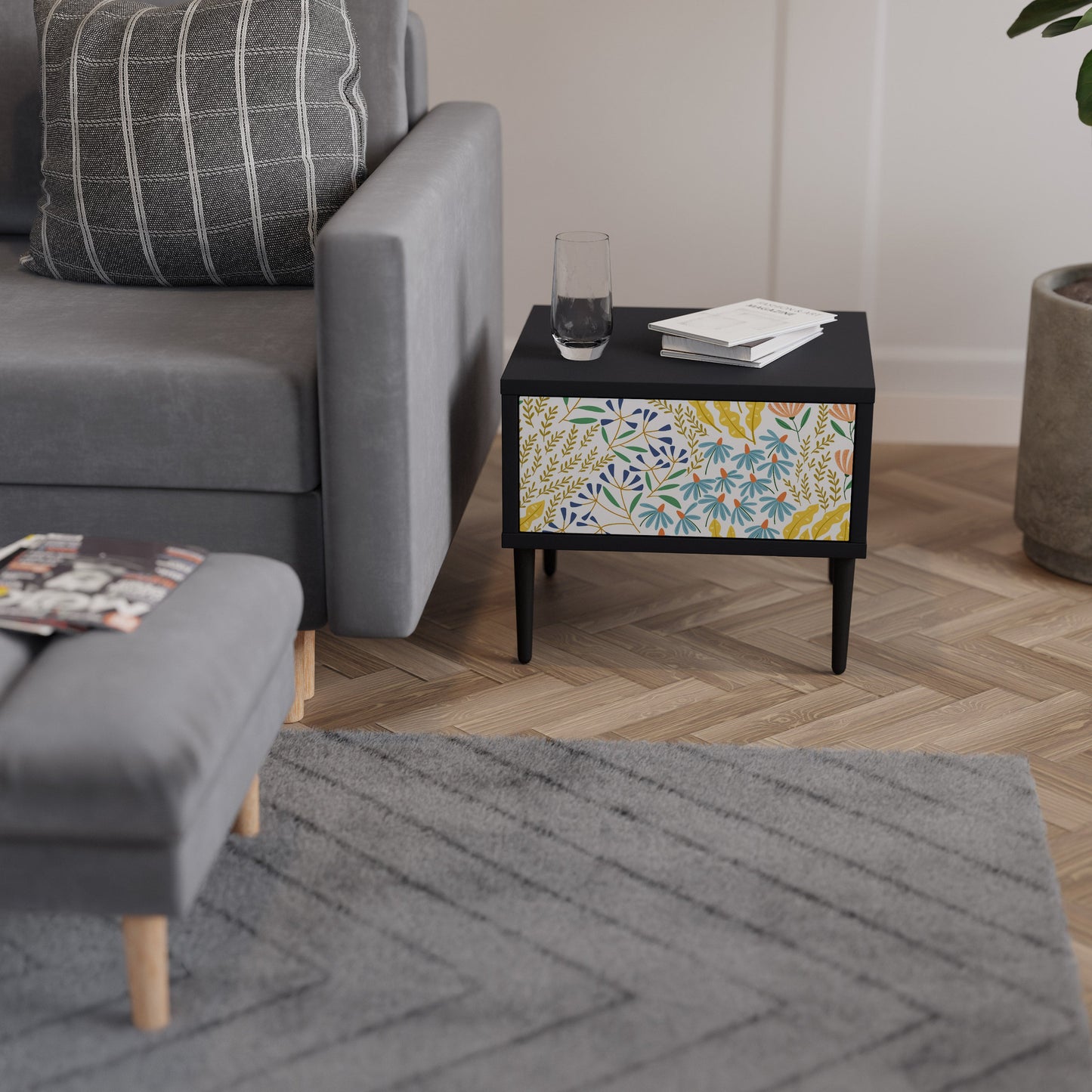 HELLO SPRING Comodino in Finitura Nera