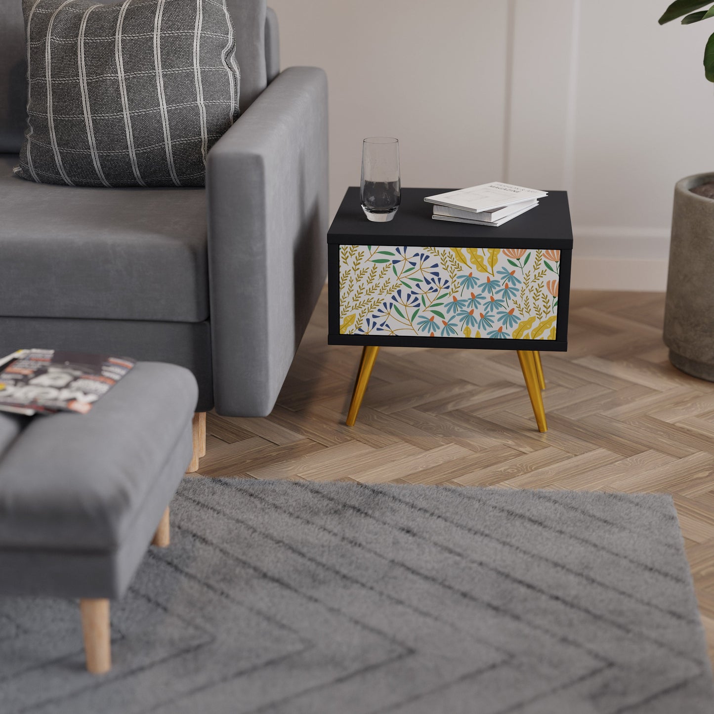 HELLO SPRING Comodino in Finitura Nera