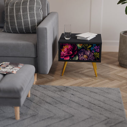 BLOOMING ELEGANCE Comodino in Finitura Nera