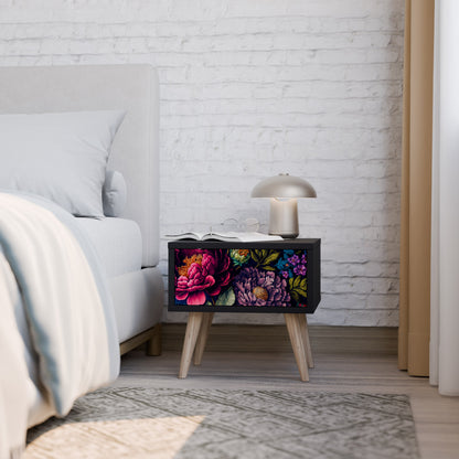 BLOOMING ELEGANCE Comodino in Finitura Nera