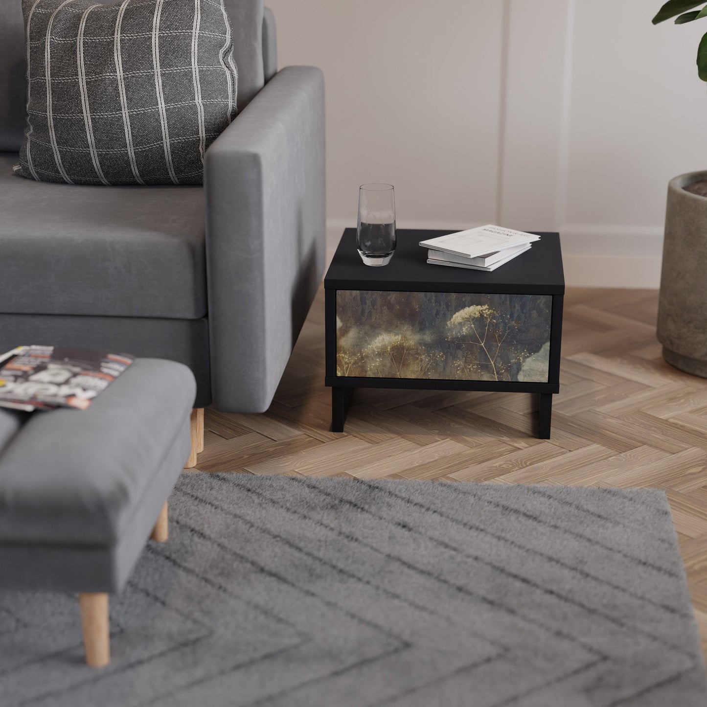 GENTLE POWER Comodino in Finitura Nera