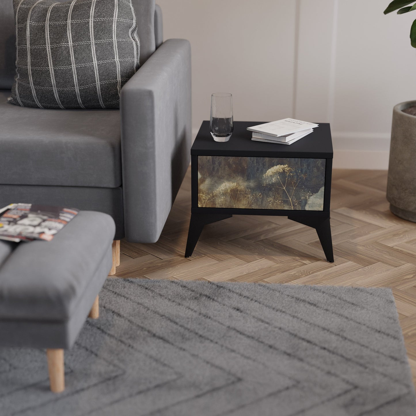 GENTLE POWER Comodino in Finitura Nera