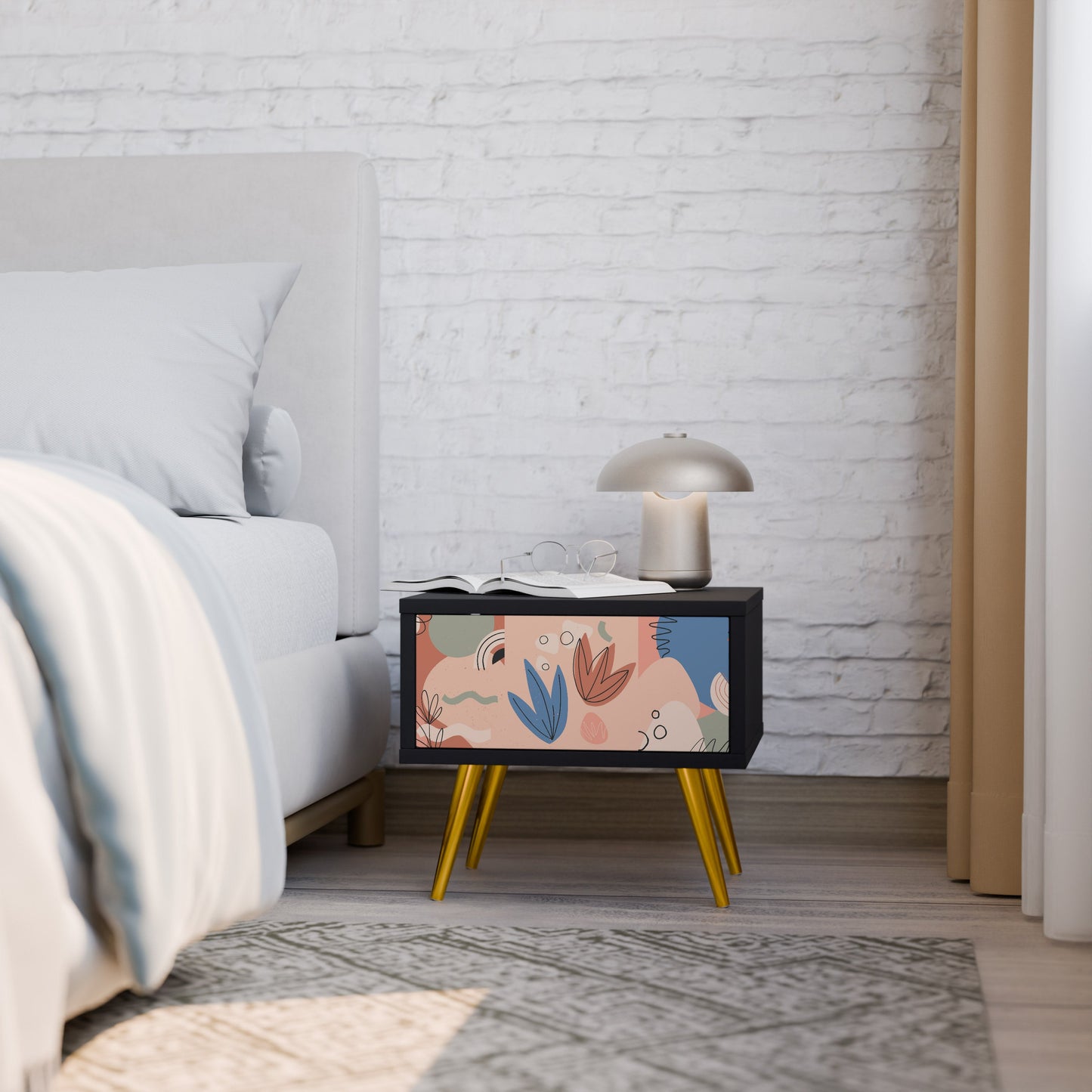 PASTEL DESTINY Nightstand in Black Finish