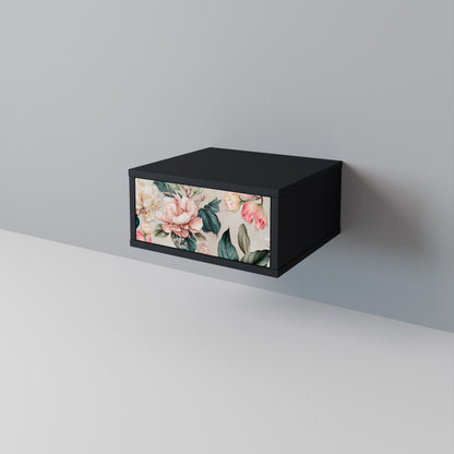 FLORAL GRACE Nightstand in Black Finish