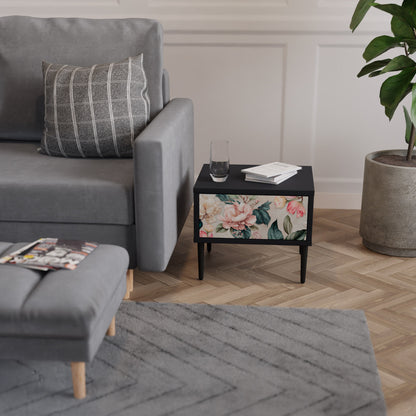 FLORAL GRACE Nightstand in Black Finish