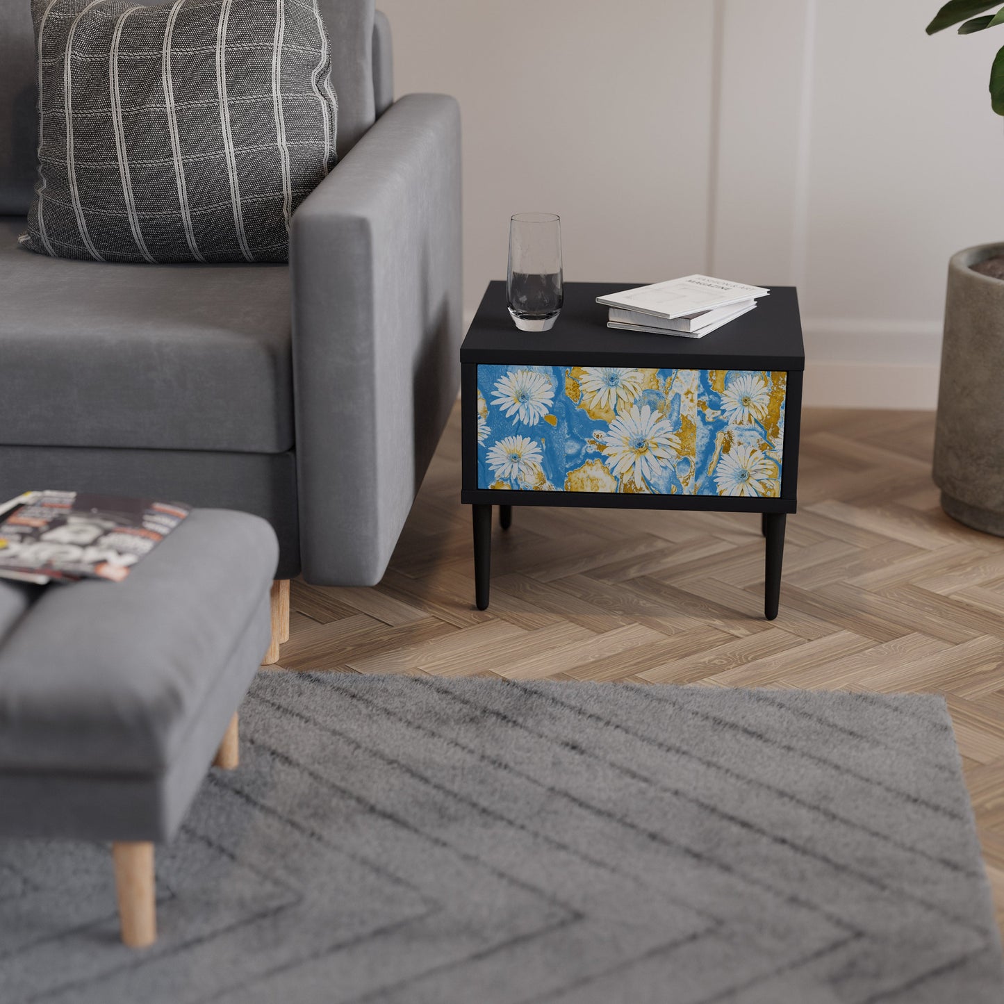 DAISY LUXE Comodino in Finitura Nera