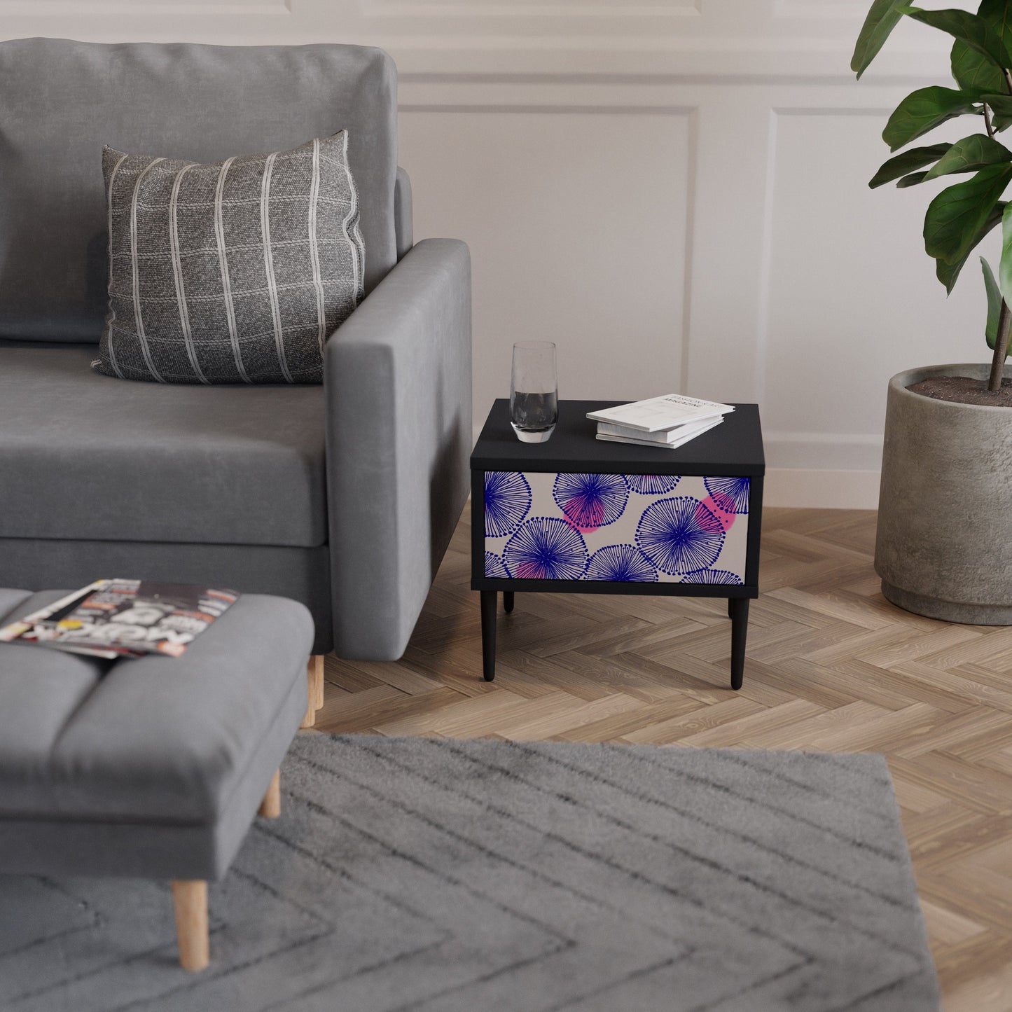 MAGIC NATURE Comodino in Finitura Nera