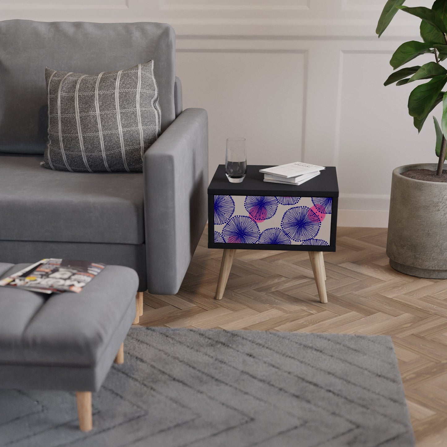 MAGIC NATURE Comodino in Finitura Nera