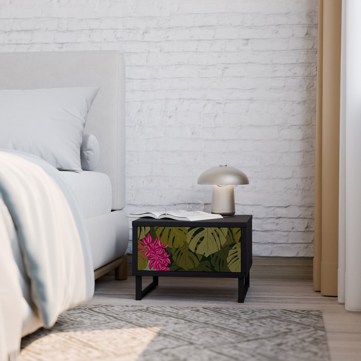 TROPICAL BEAUTY Nightstand in Black Finish