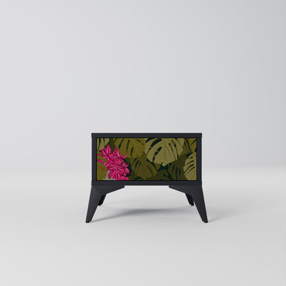 TROPICAL BEAUTY Nightstand in Black Finish
