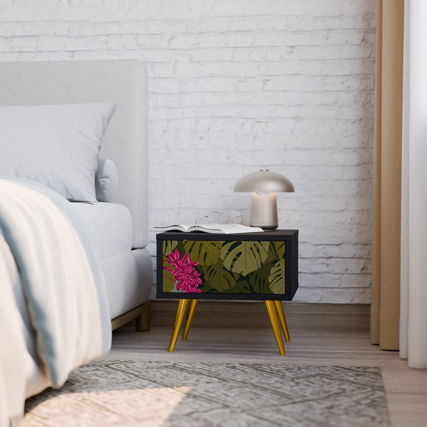 TROPICAL BEAUTY Nightstand in Black Finish