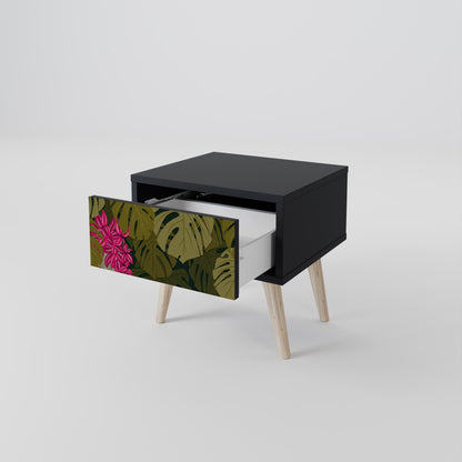 TROPICAL BEAUTY Nightstand in Black Finish