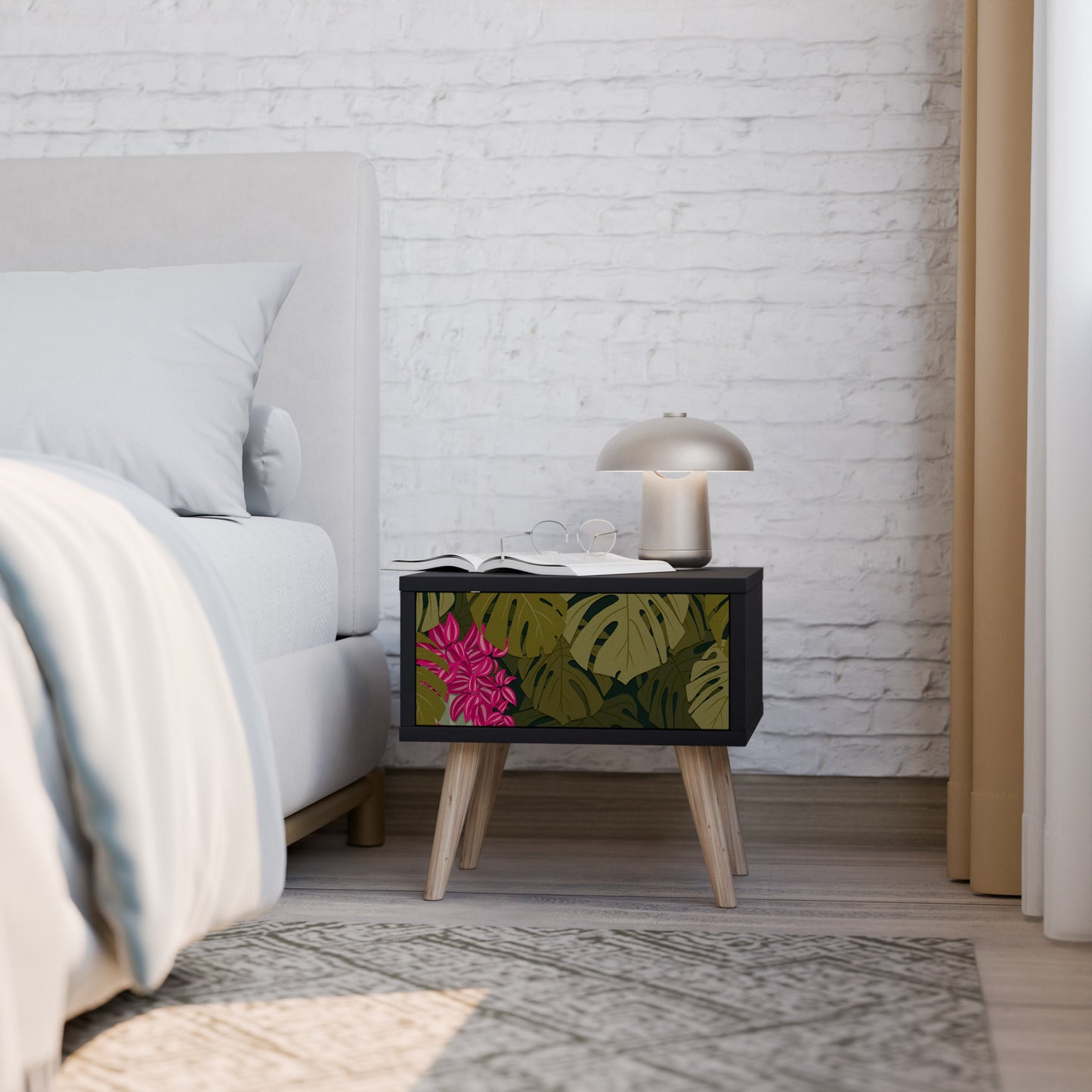 TROPICAL BEAUTY Nightstand in Black Finish