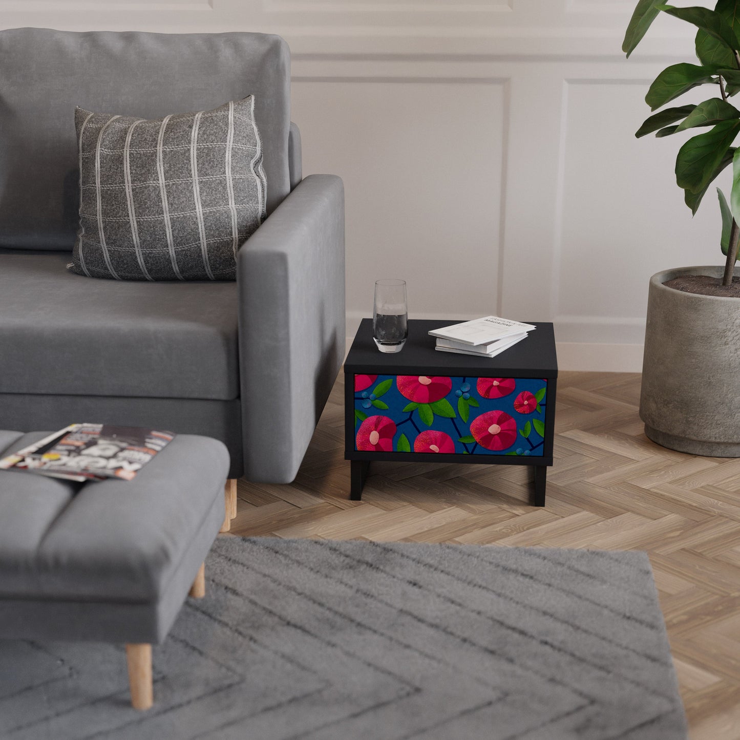 SPRING THOUGHTS Nightstand in Black Finish