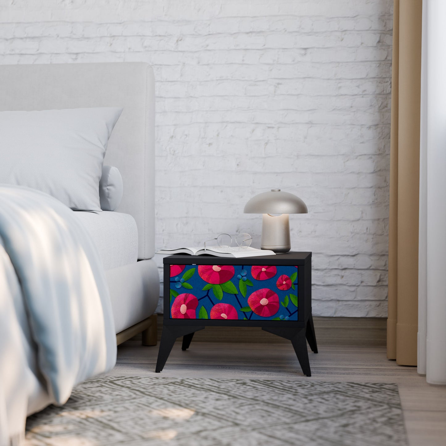 SPRING THOUGHTS Nightstand in Black Finish